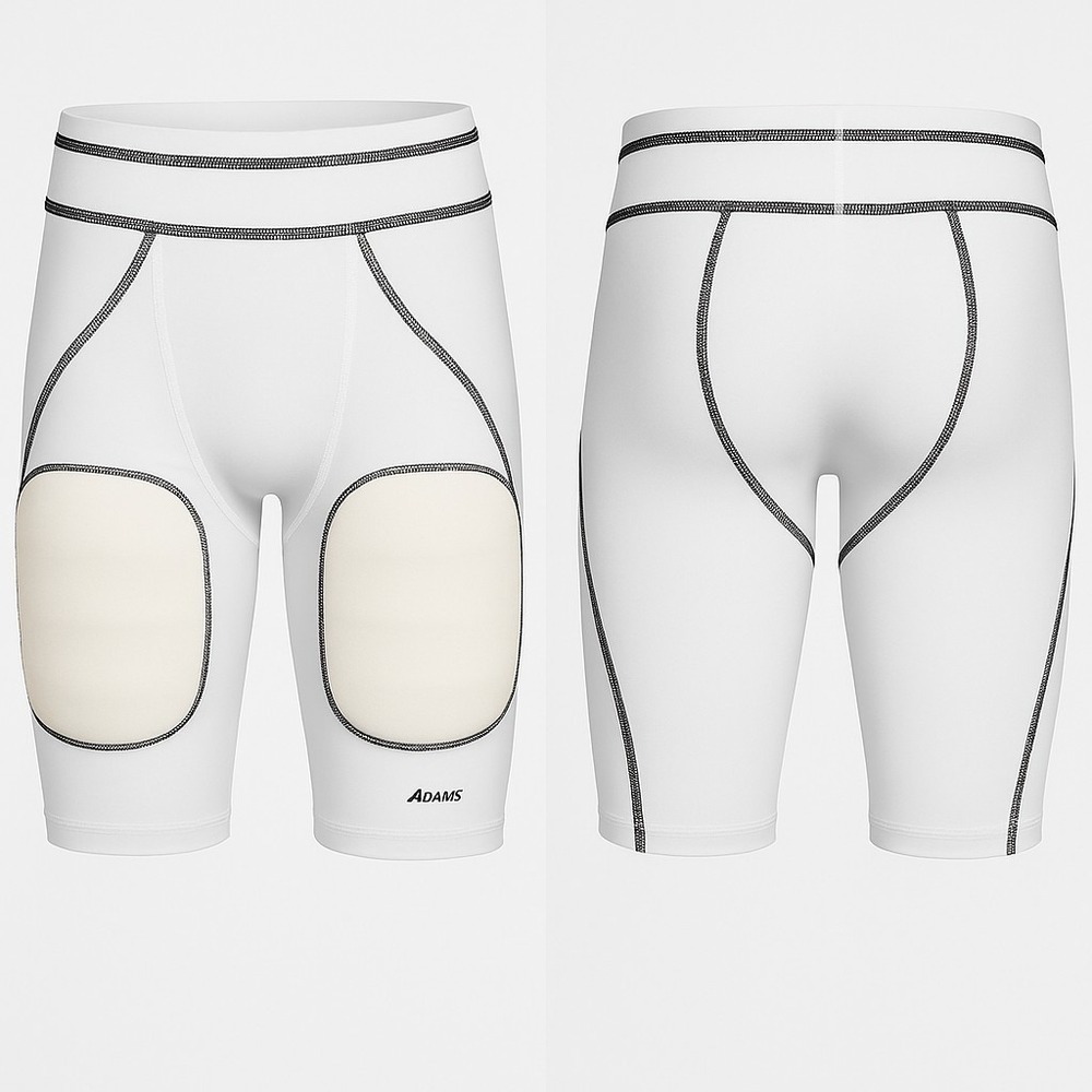 Adams Adult Padded Compression Shorts‎ White Black Stitching Men's Size M